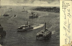 New York Harbor From Brooklyn Bridge Postcard