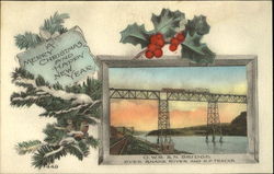 O. W. R. & N. Bridge Over Snake River And N. P. Tracks Postcard
