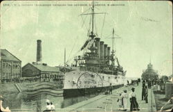 U. S. Cruiser Charleston Entering The Dry-Dock Bremerton, WA Boats, Ships Postcard Postcard