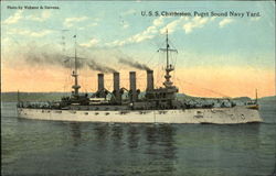 USS Charleston Puget Sound Navy Yard Postcard