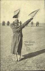 The Army's Wireless - Man with Semaphore Flags Postcard