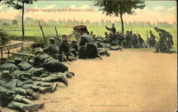Belgian Troops In Action Round Louvain Postcard
