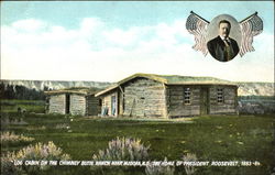 Log Cabin On The Chimney Butte Ranch Postcard