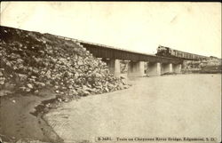 Train On Cheyenne River Bridge Postcard