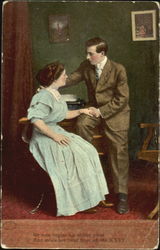 He Now Begins His Ardent Pleas And Steals Her Hand From Off The Keys Postcard