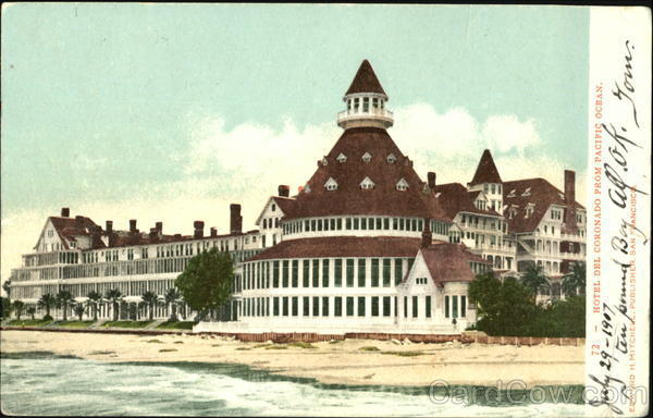 Hotel Del Coronado From Pacific Ocean California