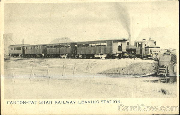 Canton-Fat Shan Railway Leaving Station Trains, Railroad