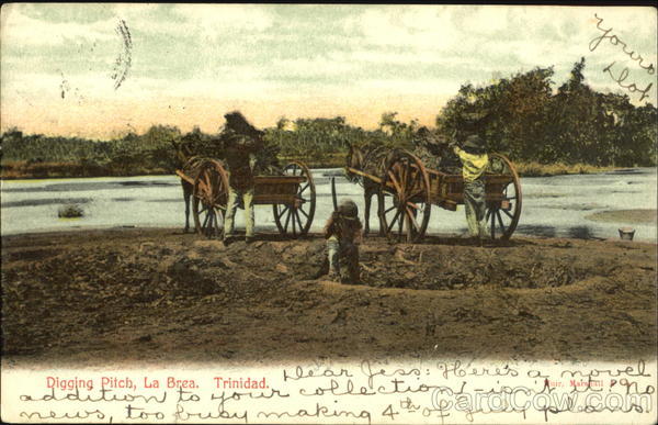 Digging Pitch La Brea Trinidad Caribbean Islands
