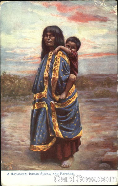 A Havasupai Indian Squaw And Papoose Native Americana