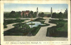 Entrance To Highland Park Postcard