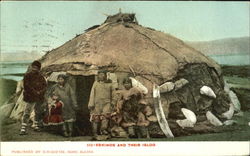 Eskimos And Their Igloo Postcard