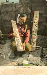 Totem maker Native Americana Postcard Postcard