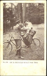 On A Bicycle Built For Two Postcard