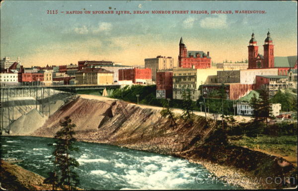 Rapids On Spokane River Below Monroe Street Bridge Washington