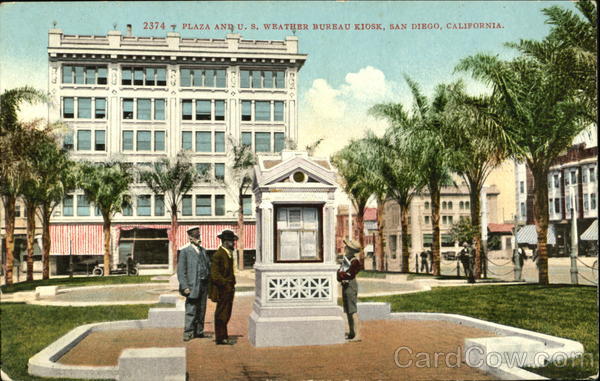 Plaza And U. S. Weather Bureau Kiosk San Diego California