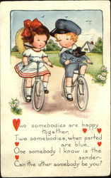 Children on Bikes Bicycles Postcard Postcard