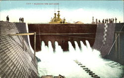 Flooding The Dry Dock Boats, Ships Postcard Postcard