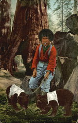 Indian Bay And His Bear Cub Pets Postcard