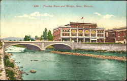 Truckee River And Bridge Postcard