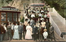 Tourists At Foot Of Mt. Lowe Incline Rubio Canyon Postcard