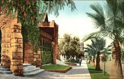 Cajon Street And Congregational Church Redlands, CA Postcard Postcard