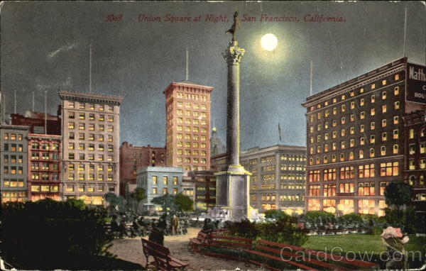 Union Square At Night San Francisco California