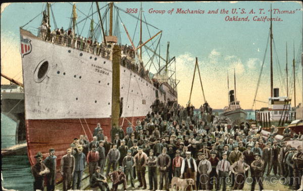 Group Of Mechanics And The U. S. A. T. Thomas Oakland California