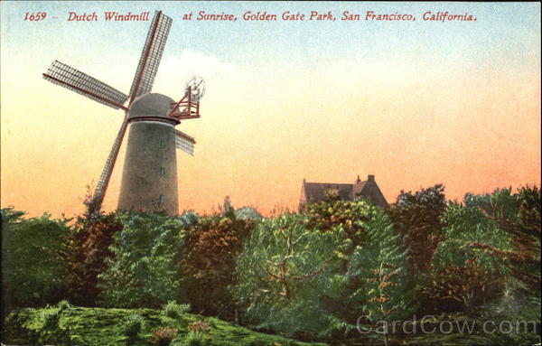 Dutch Windmill At Sunrise, Golden Gate Park San Francisco California