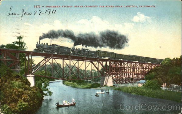 Southern Pacific Flyer Crossing The River Near Capitola California