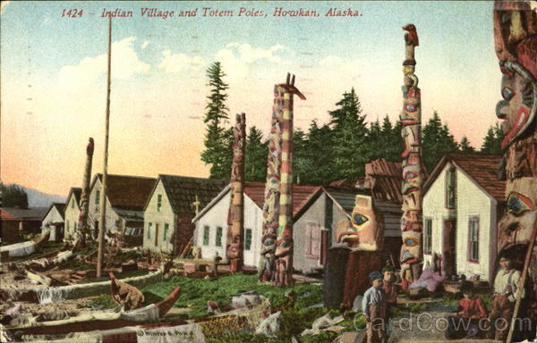 Indian Village And Totem Poles Howkan Alaska