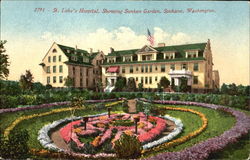 St. Luke's Hospital, Sunken Garden Spokane, WA Postcard Postcard