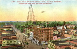 Santa Clara Street And Electric Tower Postcard