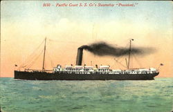 Pacific Coast S. S. Co's Steamship President Steamers Postcard Postcard