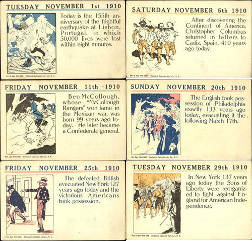Set of 6: November, 1910 Important Events