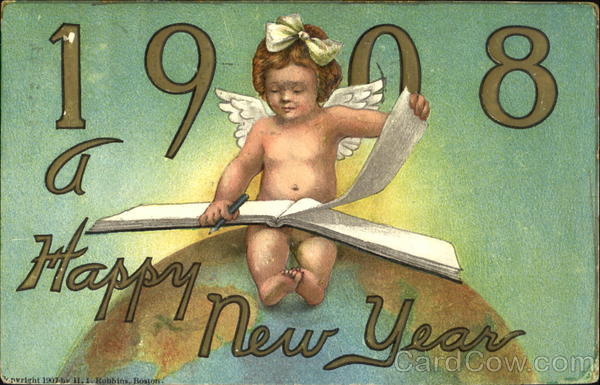 1908 A Happh New Year Angels & Cherubs
