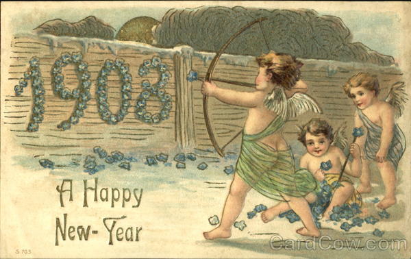1908 A Happh New Year Angels & Cherubs