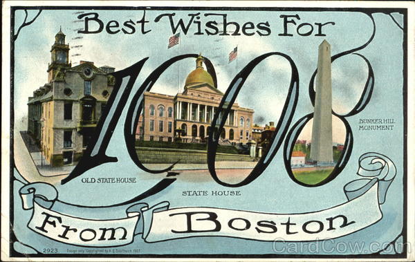 1908 Best Wishes For 1908 From Boston Massachusetts