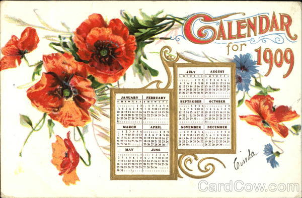 Calendar For 1909 New Year s