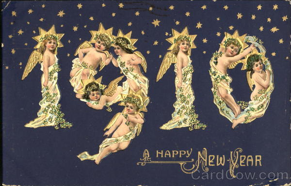1910 A Happy New Year Angels & Cherubs