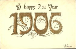A Happy New Year 1906 Postcard