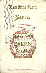 Greetings from Boston Baked Bean 1906 Postcard