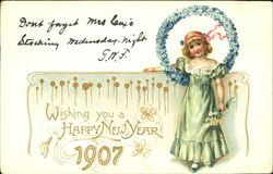 Wishing You A Happy New Year 1907 Postcard