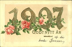 1907 Godt Nytt Ar Year Dates Postcard Postcard