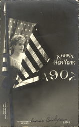 A Happy New Year 1907 Postcard