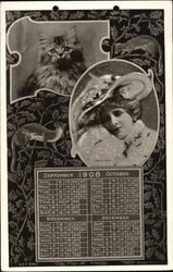 1908 Fall Calendar Postcard