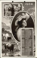 1908 Spring Calendar Postcard