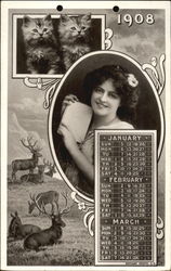 1908 Winter Calendar Postcard