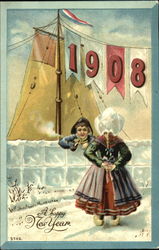 1908 A Happy New Year Postcard