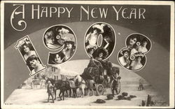 A Happy New Year 1908 Large Letter Dates Postcard Postcard