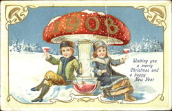 1908 Wishing You A Merry Christmas And Happy New Year Postcard